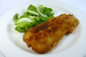 Villeroy chicken breasts with salad