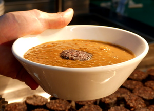 Lentil stew with black pudding