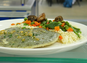 Grilled turbot with vegetables and couscous