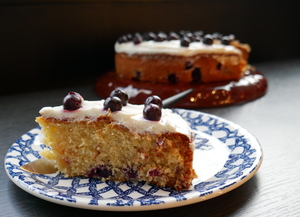 Orange and blueberry sponge cake