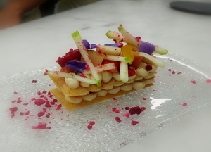 Cream cheese and fruit millefeuille