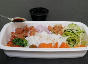 Hawaiian salmon and prawn poke