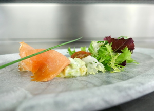 Smoked salmon, avocado and mango salad