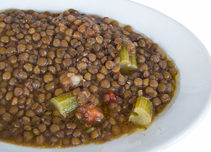 Lentils with leek