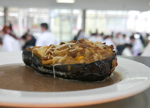 Vegetal meat stuffed aubergines