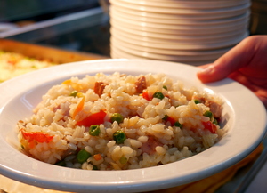 Pork loin and mushroom risotto