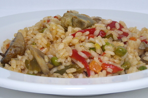 Rice with mushrooms and pepper