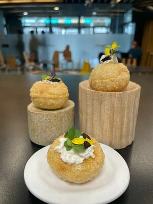 Cheese panipuri with salmon