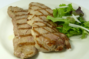 Grilled pork tenderloin with salad