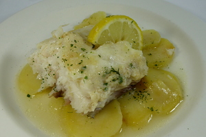 Braised hake  with potatoes