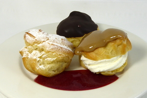 Petit choux filled with cream and custard