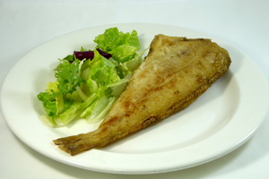 Fried pout  with lettuce salad