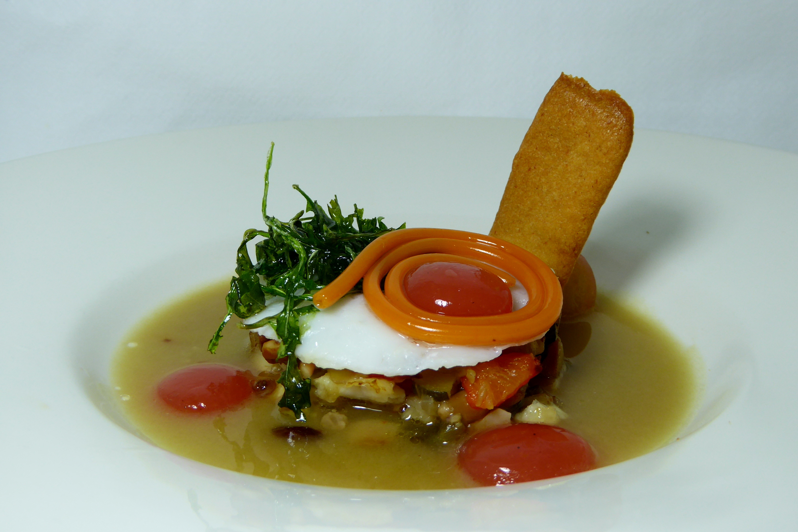 Squid Lasagna Filled With Cep Mushrooms With Potato And Baby Squid Soup Gastronomia Vasca Escuela De Hosteleria Leioa