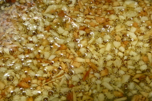 Fried brunoised garlic