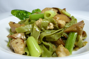 Pasta with sweetbread and mushrooms