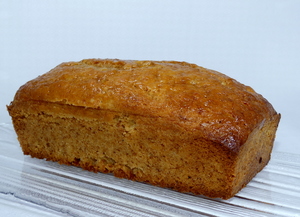 Banana cake topped with jam