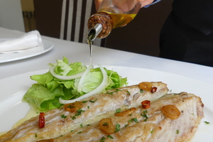 Grilled horse mackerel with salad