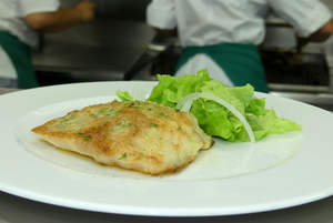 Grilled perch with salad