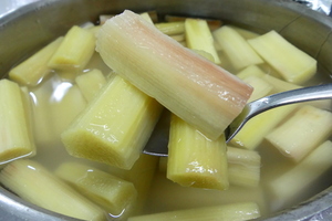 Rhubarb in its juice