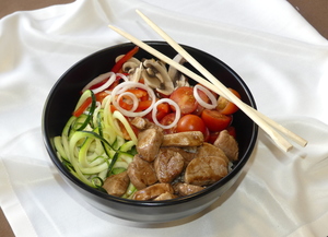 Spicy pork tenderloin and brown rice poke