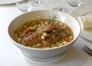 Quail and white bean stew